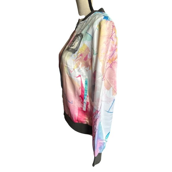 NWT Disney Cinderella Castle Tye Dye Watercolor Bomber Jacket Nylon Size Small - Picture 3 of 7